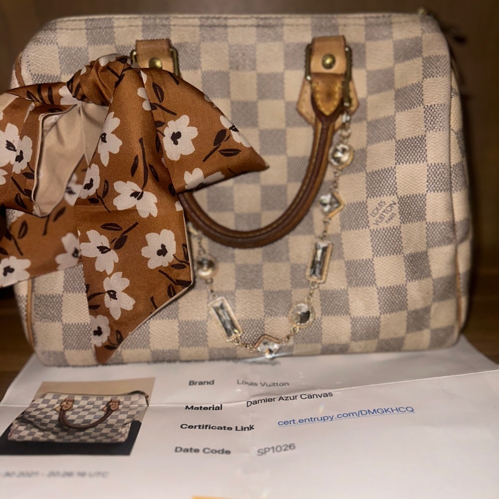 Louis Vuitton vintage Damier Azur speedy 25 authentic with COA